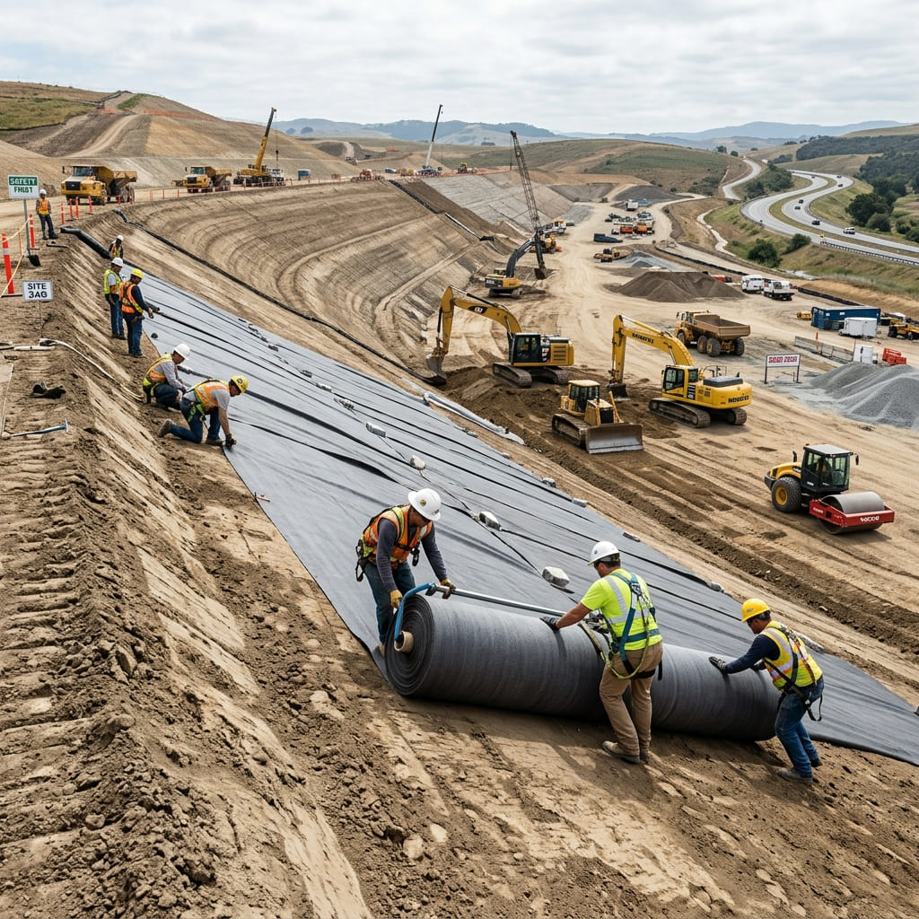 Geossintéticos Fortlev para reforço de solo e impermeabilização